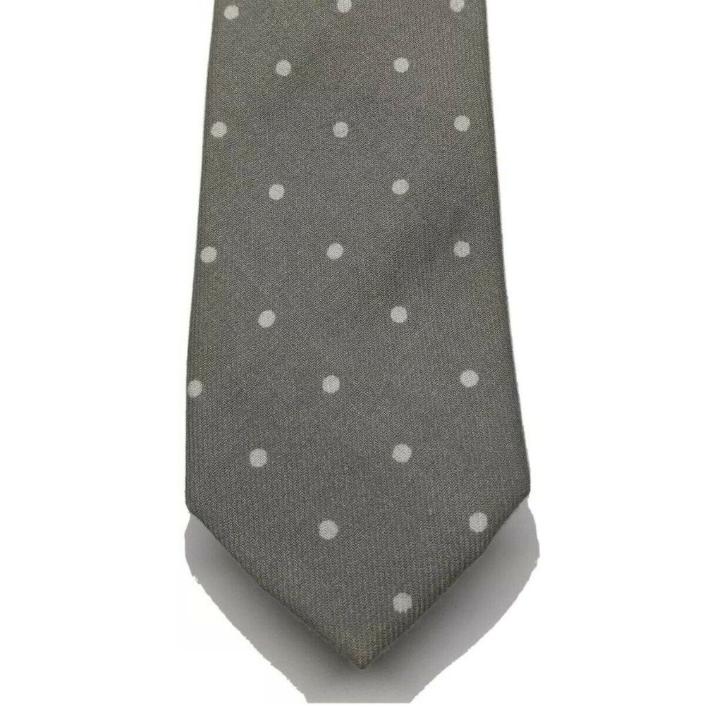 Jack Sartori Narrow Cotton Polka Dot Necktie, Gray